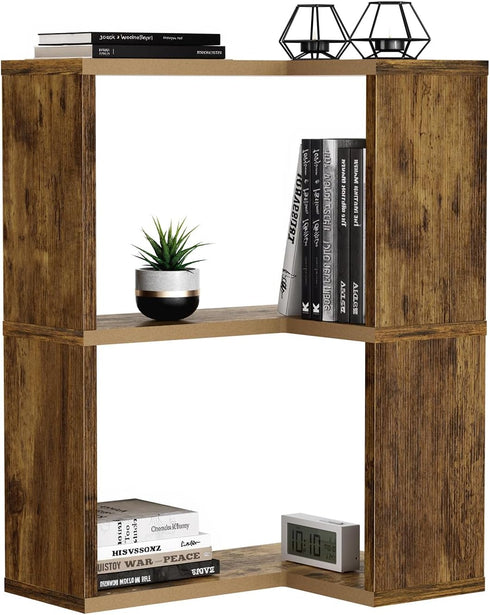 3-Tier Floating Corner Shelf, Floating Shelf for Wall, Floating Book Shelf for Living Room, Bedroom, Bathroom, Home
