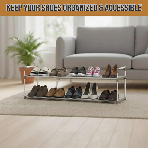 2-Tier Closet, 10 Home-Complete Shoe Rack Shoe Organizer for Bathroom, Entryway Shelf Holds Pairs of Sneakers, Heels