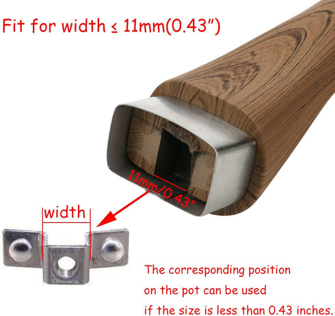 Wooden Pot Handle Stainless Steel Milk Pan Handle Scald-Proof Long Handle Grip Replacement with Screw for Different Pan, Pot, Saucepan,Kitchen Cookware Accessory by HEVSTIL