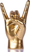 QIANLING 7.7" Gold Resin Rock On Hand Gesture Statue - Rock Culture