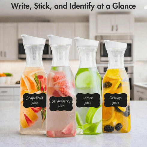 8 Pack 50 Oz YOUEON Plastic Water Carafe with Lid and Label, Clear Water Drink Containers, Juice Carafe Pitcher Bulk
