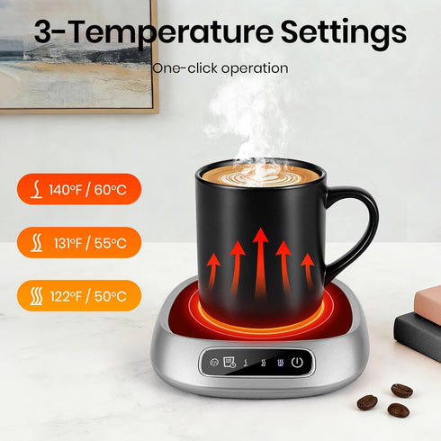 XSMNER 3-Temp 10W 8H Coffee Mug Warmer, USB Cup Warmer for Desk with Touch Control, Fast Heating Pad for Coffee Tea