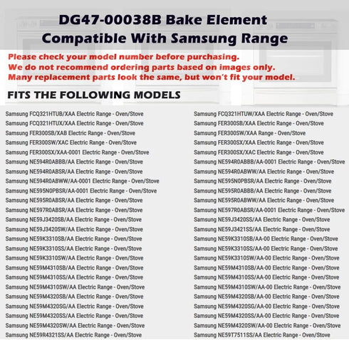 DG47-00038B Bake Element, Compatible with Samsung Range/Stove/Oven, Replaces PD00025540, 2 Yr Warranty