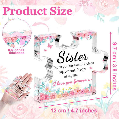 4.73.8 inch, Sister Birthday Gifts, Mothers Day Gifts for Sister - Acrylic Puzzle Piece Plaque Sister Gifts from