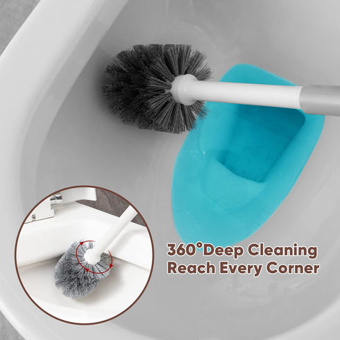 Eyliden Toilet Plunger and Brush, 2 in 1 Toilet Bowl Brush Plunger Set with Holder, Bathroom Cleaning Tools Combo