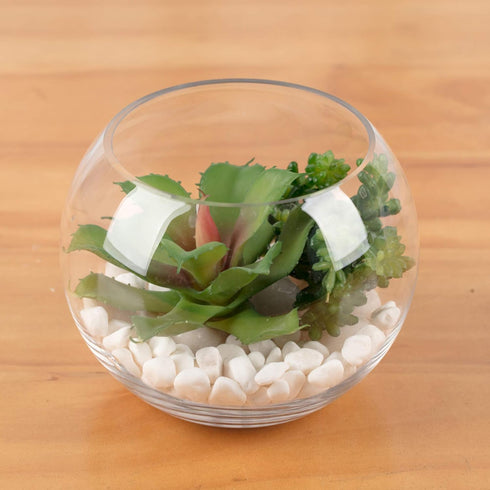 WGV Bowl Glass Vase, 8" Diameter, 6.5" Height, Clear Bubble Planter for Wedding Event Home Decor