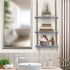 Sorbus 3-Tier Rustic Wood Hanging Shelf, Wood Swing Storage Shelves Rope Organizer Rack, Floating Display Shelves (Grey)