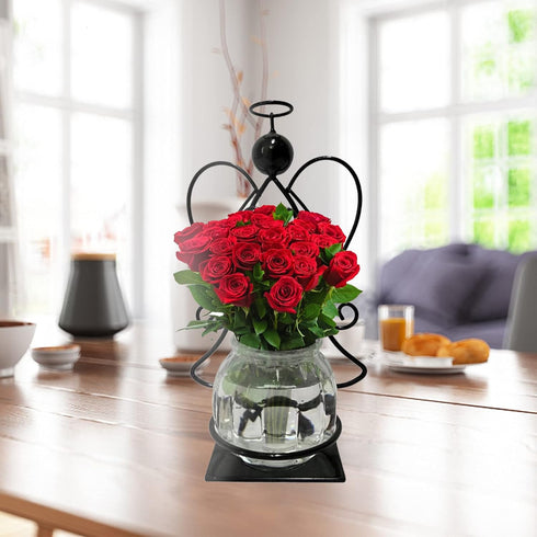 Bulb Angel Plant Terrarium with Metal Stand, Air Planter Glass Vase Metal for Hydroponics Home Garden Office