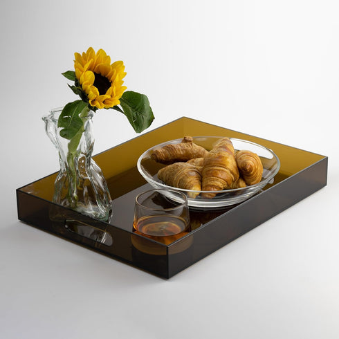 16"x12" ATZYmolin Large Acrylic Serving Tray Decorative Ottoman Coffee Table Vanity Tray Tea Fruit Platter Snack
