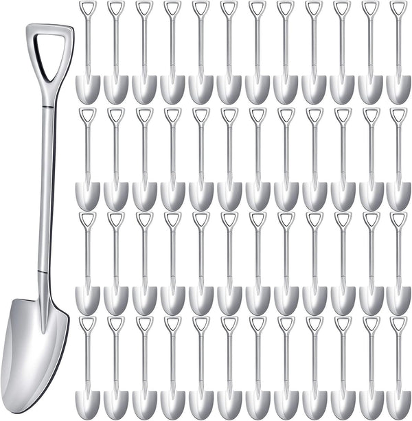 Zhehao 50 Pcs 6.1 Inch Stainless Steel Shovel Spoons, Reusable Dessert Spoon for Ice Cream, Fruit, Coffee, Kitchen