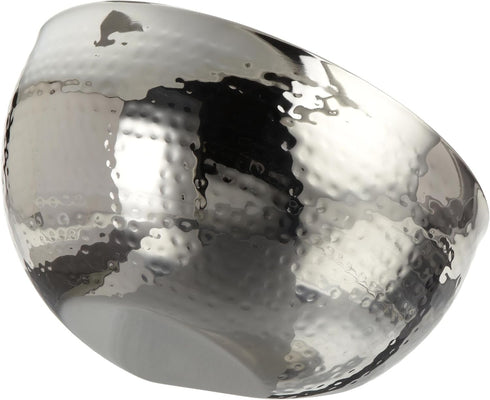 Hammered 6-Inch Stainless Steel Dual Angle Serving Bowl, Silver