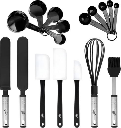 Silicone Spatula Set - 17 Piece Baking Utensils, Nylon and Stainless Steel, Non Stick Bakeware Collection