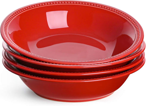 LE TAUCI 26 Ounce Beaded Pasta Bowls, Ceramic Bowl Set for Cereal,