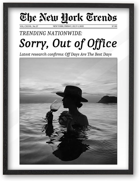 iHery Small 8x10in Natural Black OAK Wood Trendy Newspaper Framed Wall Art,