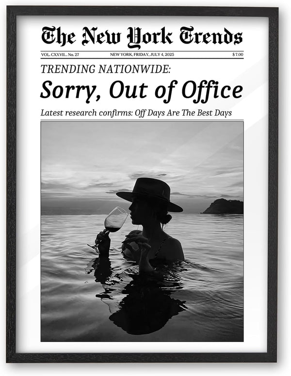 iHery Small 8x10in Natural Black OAK Wood Trendy Newspaper Framed Wall Art,