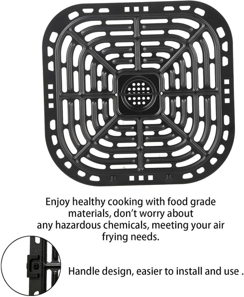 Air Fryer Grill Plate Replacement, Sturdy 304 Stainless Steel Grill Pan Tray with Rubber Feet, Nonstick Bottom Plate