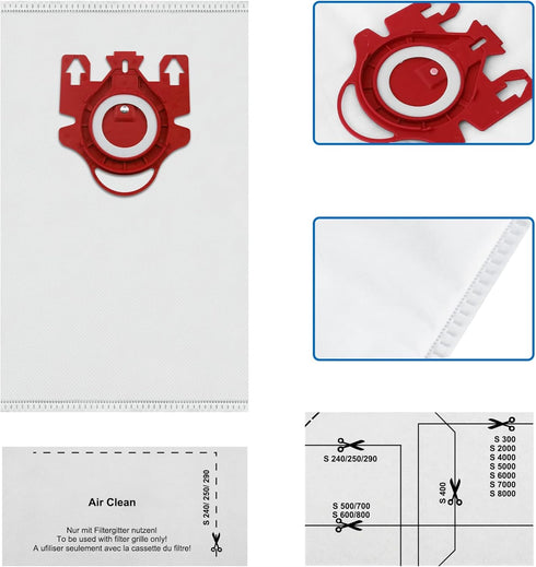 12 Pack FJM Vacuum Bags Compatible with Miele FJM Bags, Include Pre-Motor and Post-Motor Filters