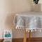 Round Lattice Small Tablecloth Cotton Linen Grey Dust-Proof Washable Boho Embroidery Table