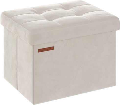 SONGMICS Storage Ottoman, Foldable Small Ottoman Foot Rest, 12.2 x 16.1 Inches