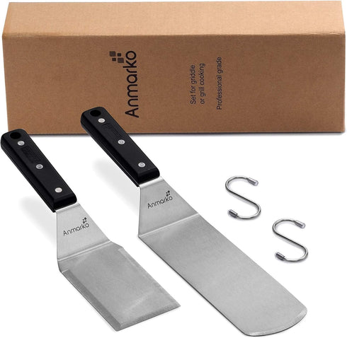 Anmarko Grill Spatula Set - Long Metal Spatula, Griddle Scraper, Pancake Flipper, Stainless Steel Utensil