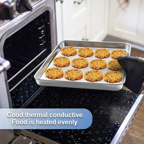 Baking Sheet with Cooling Rack, 1 Cookie Sheet + 1 Baking Rack, Stainless Steel Small Baking Sheet Pan, 10.4 x 8 x 1