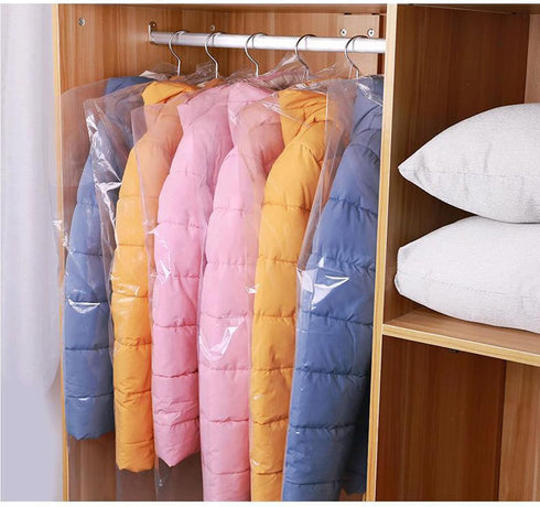 10Pcs Plastic Garment Bags for Hanging Clothes, 35 Inch Clear Dustproof Suit Storage Cover (60 x 90cm)