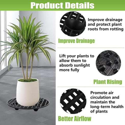 6 12 Inch QTLCOHD Pcs Pot Elevators for Plants, Black Plant Level Pot Elevator Plastic Plant Stand for Indoor Outdoor