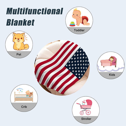 4th 30x40 Neatee Living Patriotic Throw Blanket Baby Small of July Memorial Day Fourth of July American Flag Blanket