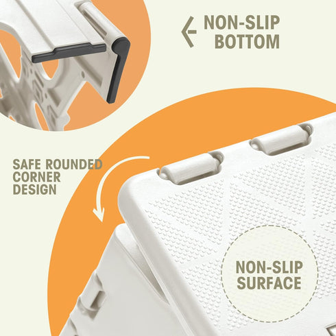 9" 300 lbs,Non-Slip Grey,1PC Korpai Upgrade Folding Step Stool for Adults and Kids Holds Up to Folding Stools