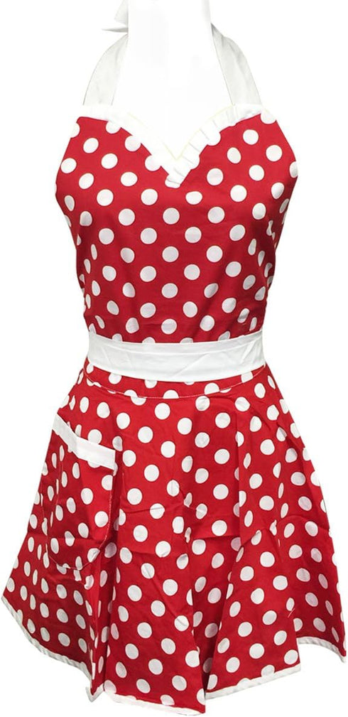 Wrapables Adjustable Flirty Hostess Apron, Red Polka Dots