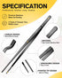 Fine Cooking Tweezers Set, Professional Stainless Steel Food Tongs, Kitchen Black Long Chef Tweezer for Cooking, Plating, Decorating and BBQ (BLACK, 12 inch)
