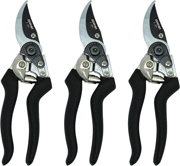 Zenport Z201 Heavy Duty Bypass Euro Pruner, 8-Inch, Black Handles, Steel