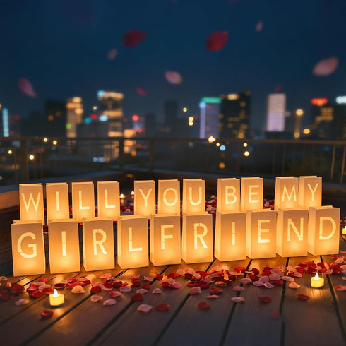 30PC 2000PC Will You Be My Girlfriend Light Up Letters Luminary Bags, Banner, Romantic Decoration Kit with Bright LED