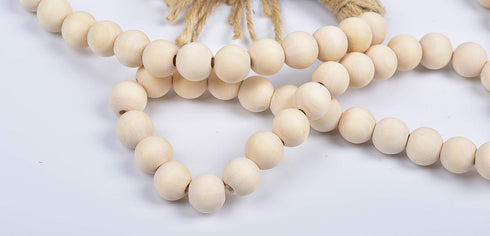2Pcs Wood Beads Garland - Natural Prayer Wood String Beads for Farmhouse Wall Hanging Decor