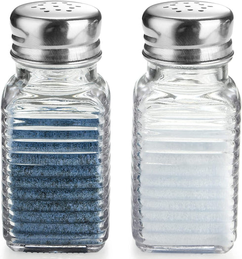 Glass Salt and Pepper Shakers Set,Rectangular Salt Shaker Set