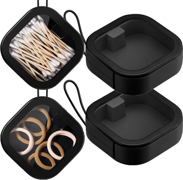 2 pcs Portable Hair Tie Organizer, Travel Qtip Holder, Bathroom Storage Dispenser for Cotton Swabs and Hair Accessories