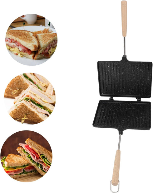 Hand Sandwich Maker, Nonstick Double Sided Baking Pan, Panini Presser Flip Grill Pan for Breakfast Toaster