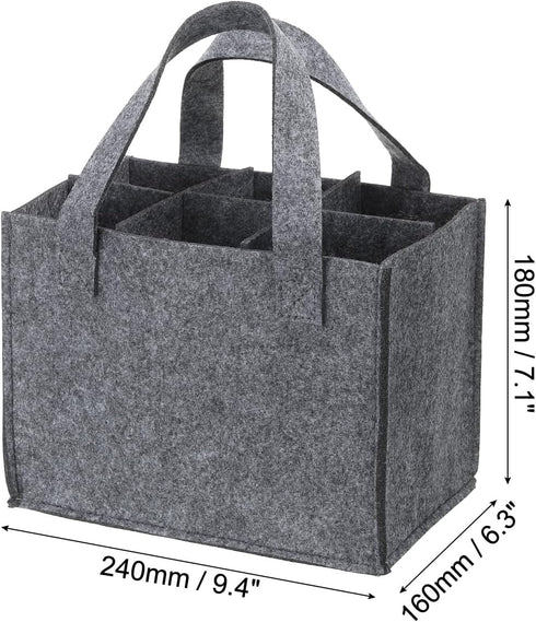 PATIKIL 6 Bottle Wine Carrier Tote Bag, Wine Bottle Carrying Bag with Divider Reusable Wine Storage Bag Felt Grocery Bags Portable Gift Bag, Grey