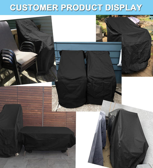 (2 Pack 25.5"L 25.5"W 47"H, WOMACO Stackable Patio Chair Cover Waterproof Outdoor Stacking High Back Chair Cover Water