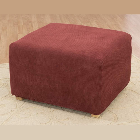 SureFit Home Dcor Stretch Pique Ottoman Covers Slipcover, Form Fit, Polyester/Spandex, Machine Washable, One Piece