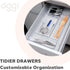 Oggi Set of 3 Clear Drawer Organizers, Ideal for Organizing Kitchen Drawers, Office, Desk, and Bathroom Utensils