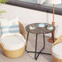 Table,17.7 inch VECELO Outdoor Side Patio Small Round End Table,Waterproof Wood Table with Weather Resistant Steel