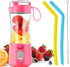Personal Blender, Portable Juice Blender for Shakes and Smoothies, USB-C Rechargeable, Cordless (Pink)
