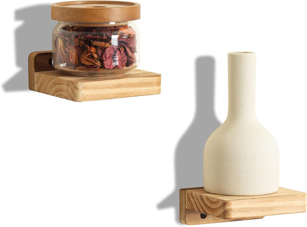 Freezing point Small Floating Shelf for Wall Set of 2 Natural Wood