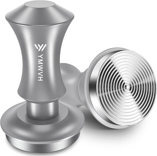 YMWVH 53.3mm Premium Barista Espresso Tamper, Silver with Dual Spring Loaded 100% Stainless Steel Base