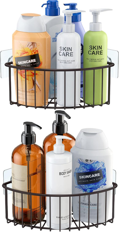 2-Pack SUS304 SMARTAKE Corner Shower Caddy Deep Basket Design, Stainless Steel, Wall Mounted Bathroom Shelf