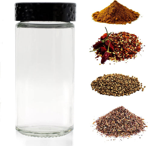 6pcs 3 oz Tianifa Black Spice Jars, Glass Seasoning Bottles, Spices Container, Empty Spice Jars,Round Spice Bottles