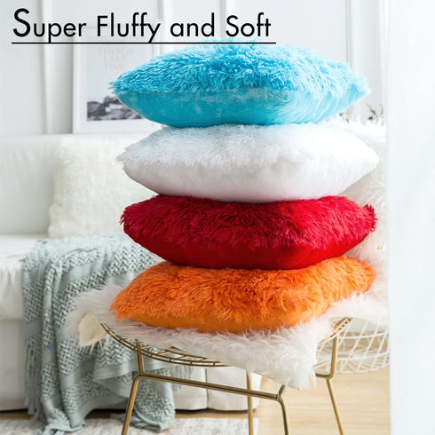 MIULEE 18 x 18 Inch Pack of 2 Luxury Faux Fur Throw Pillow Cover, Plush Cushion Cover Shell for Sofa, Bedroom, Car,