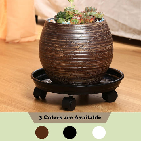 4 Packs 11.8" Plant Caddy with Wheels Plastic Rolling Plant Stands Heavy-duty Plant Dolly with Casters Indoor Outdoor