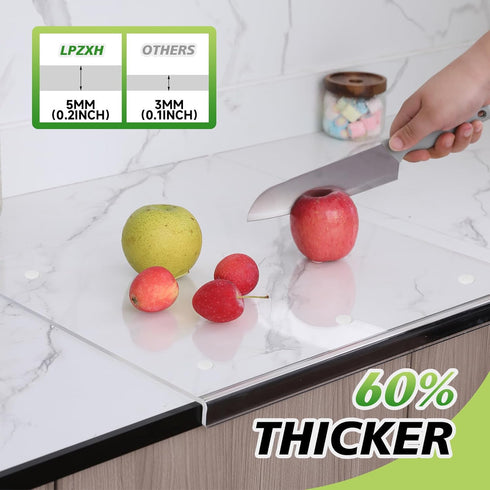 Acrylic Cutting Board with Counter Lip, 2024 Upgraded Thicker Clear Cutting Boards, 17X13 Inch Large Non-Slip Cutting Board for Kitchen Countertop Protection, Perfect Kitchen Gadgets & Gifts by LPZXH